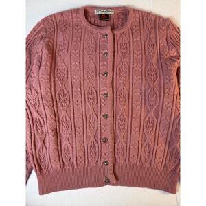 Giesswein Loden Plankl Wool Cardigan Austria Pink Cable Knit Womens L